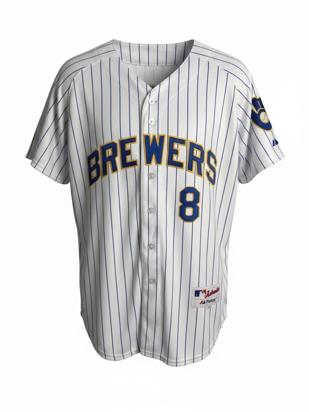 Majestic Milwaukee Brewers Ryan Braun #8 Jersey 48 White Pinstripe MLB